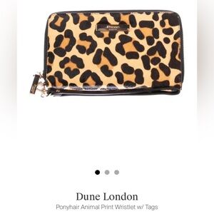 Dune pony hair animal print wristlet